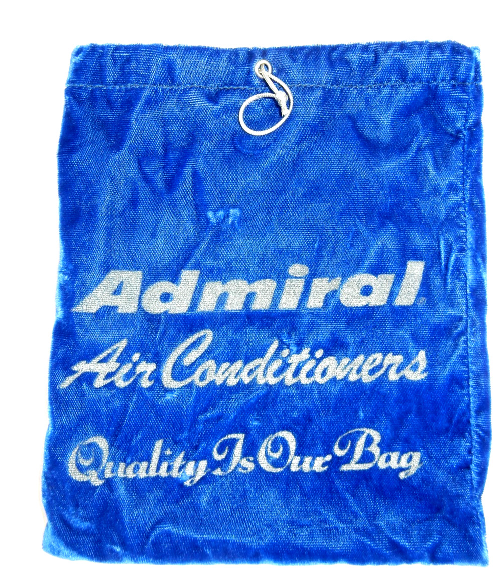 Vintage Admiral Air Conditioners Blue Velvet Drawstring Bag 9x10.5 Advertising